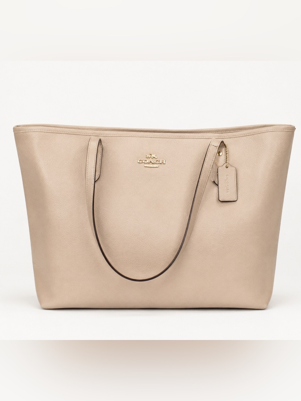 Coach City Tote Chalk Pebbled Leather Shoulder Bag City Street Large Carryall